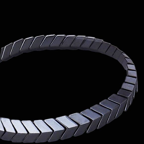 Chevron-style Stretch Bracelet l Silver, Gun Metal l New - Picture 7 of 7